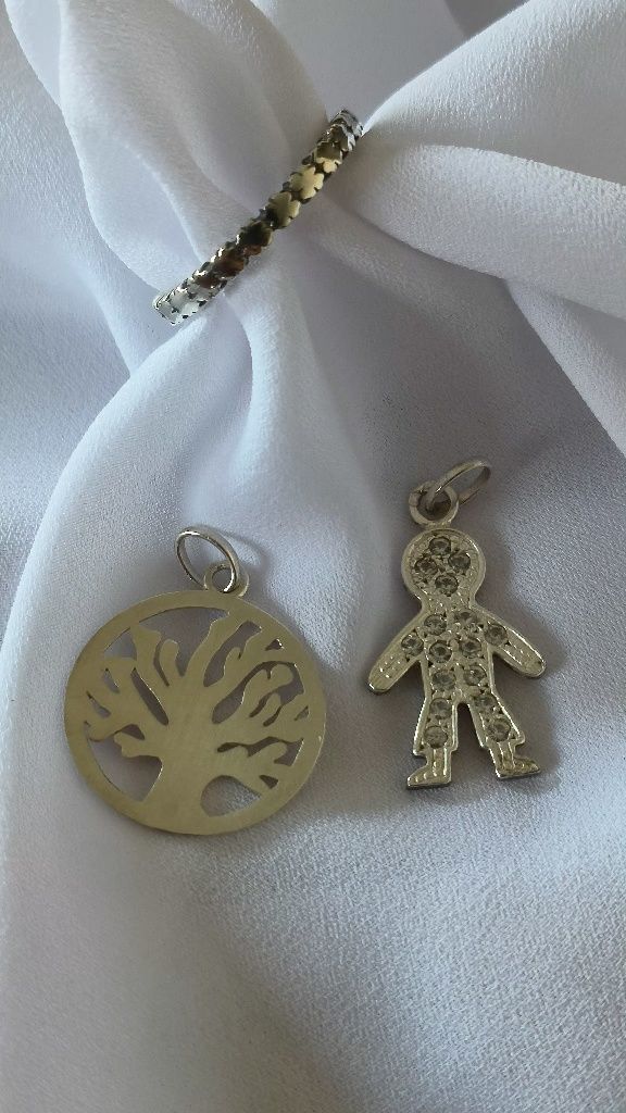 Conjunto em prata, anel, pendente e árvore da vida