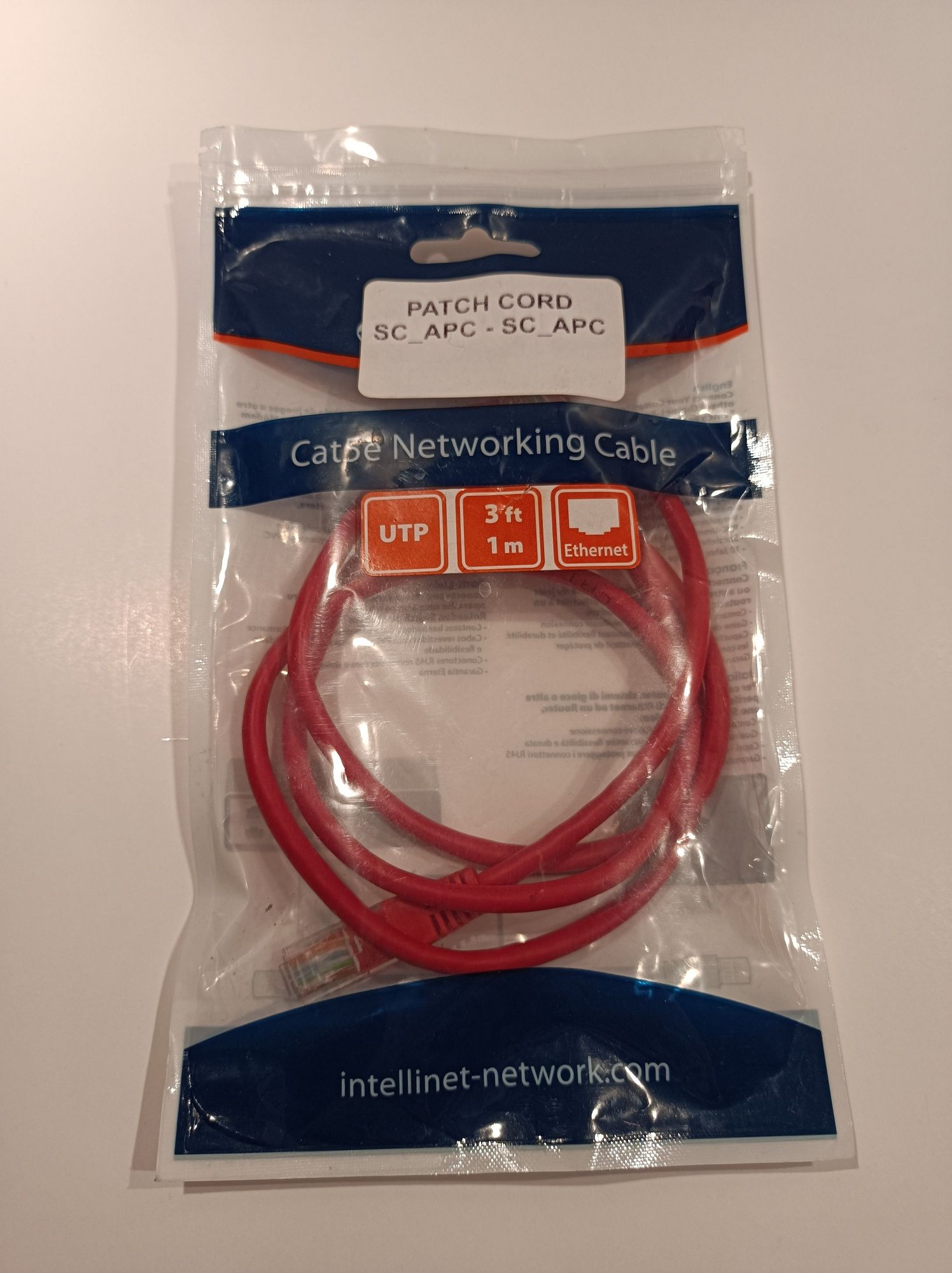 Kabel internetowy do ruterów, Patch cord 1 m nowy