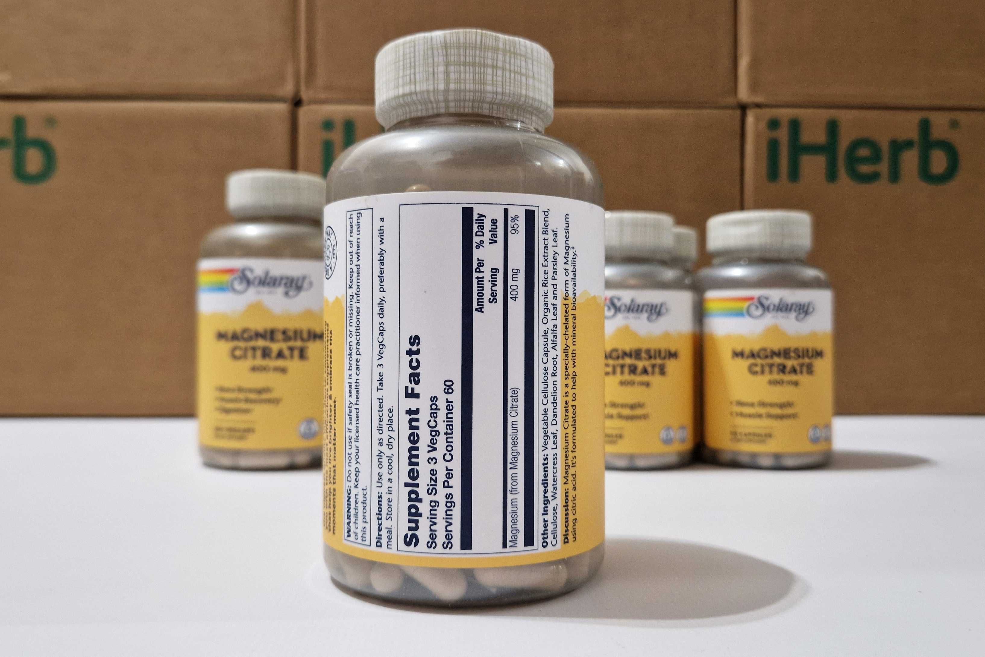 Solaray Магній цитрат, цитрат магнію, 90 та 180 шт. Magnesium citrate