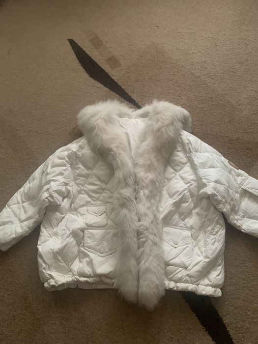 Куртка єврозима хутро колір білий