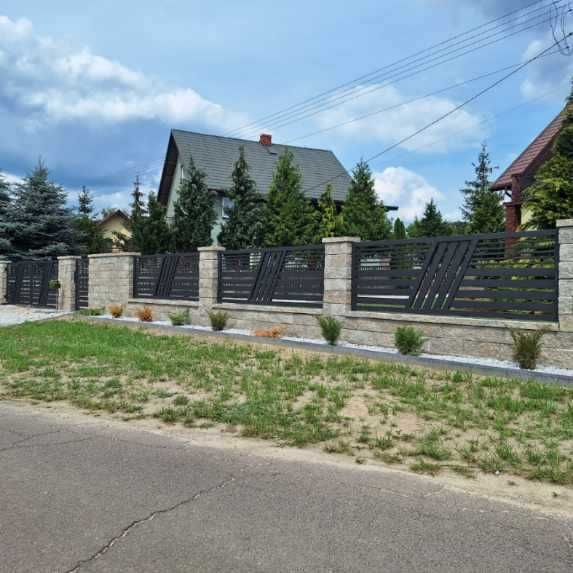 Ogrodzenie frontowe z bloczków ozdobnych, przęsła, kompleksowy montaż