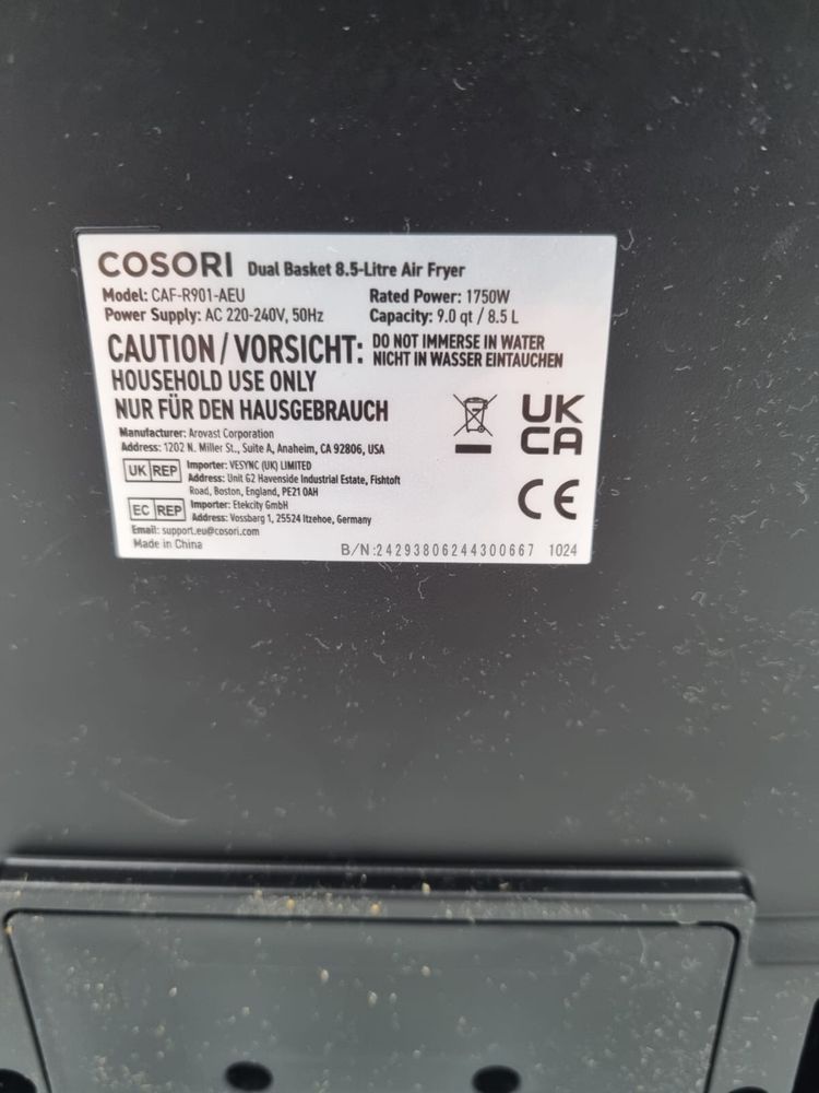 Cosori frytkownica beztłuszczowa z dwiema szufladami CAF-R901-AEU