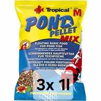 Pond Pellet Mix M 3x 1l, Pokarm Sadzawka Koi 3l Staw Oczko Tropical