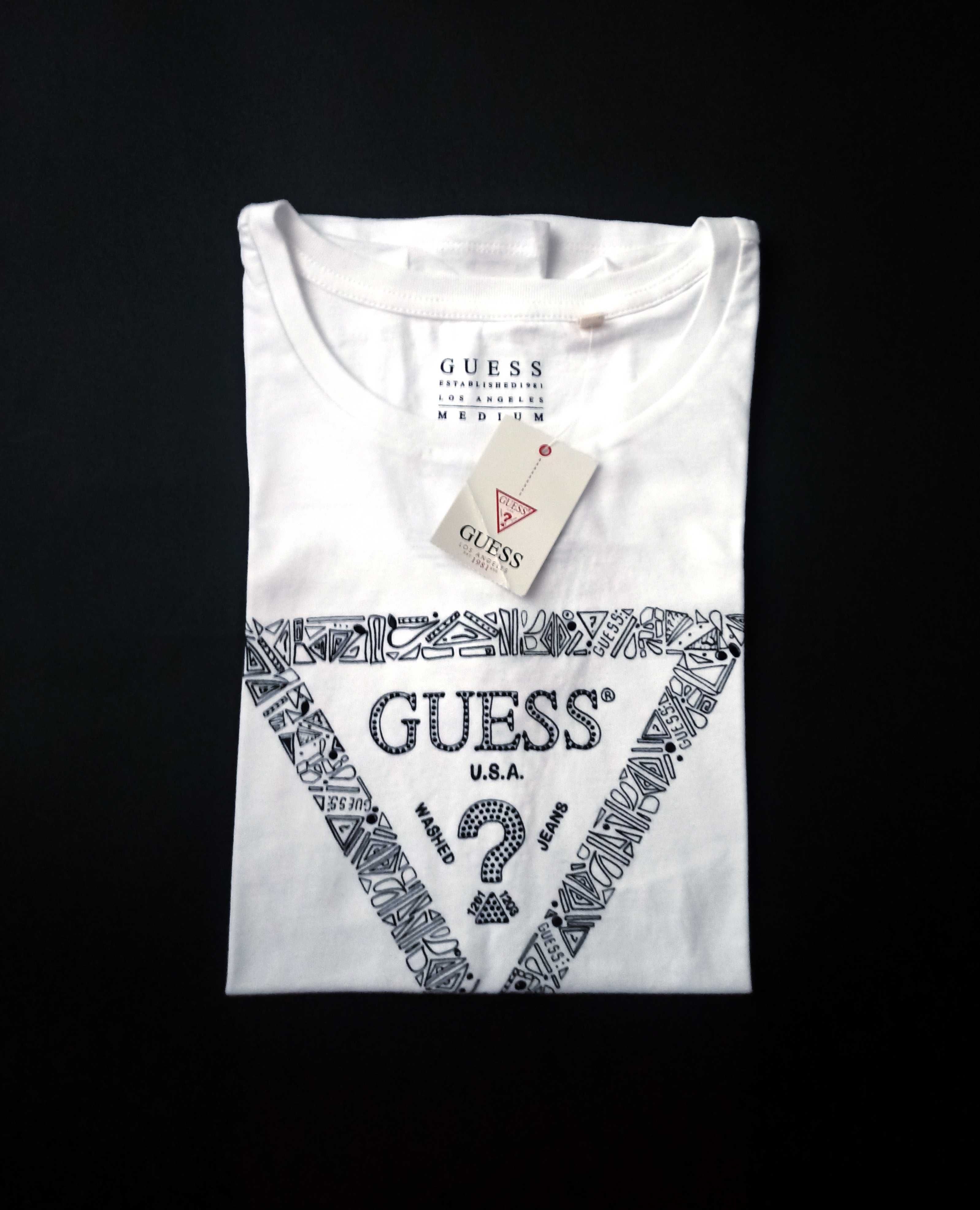 GUESS Oryginalny! T-Shirt Koszulka Bluzka Aztec Trojkat Diamenciki