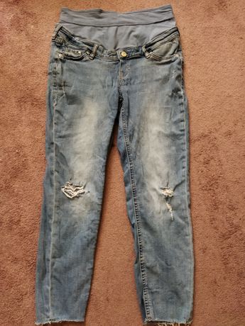 Fajne spodnie jeansowe ciążowe długie 40