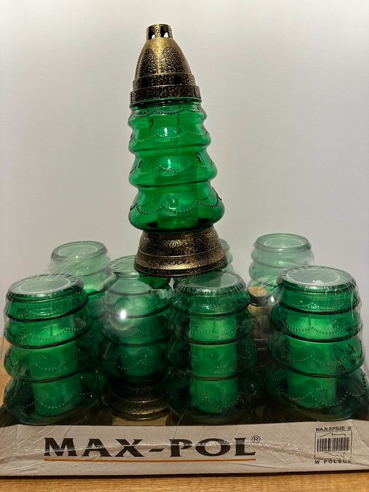 Choinki znicze ozdobne 24cm duże wraz z wkładami