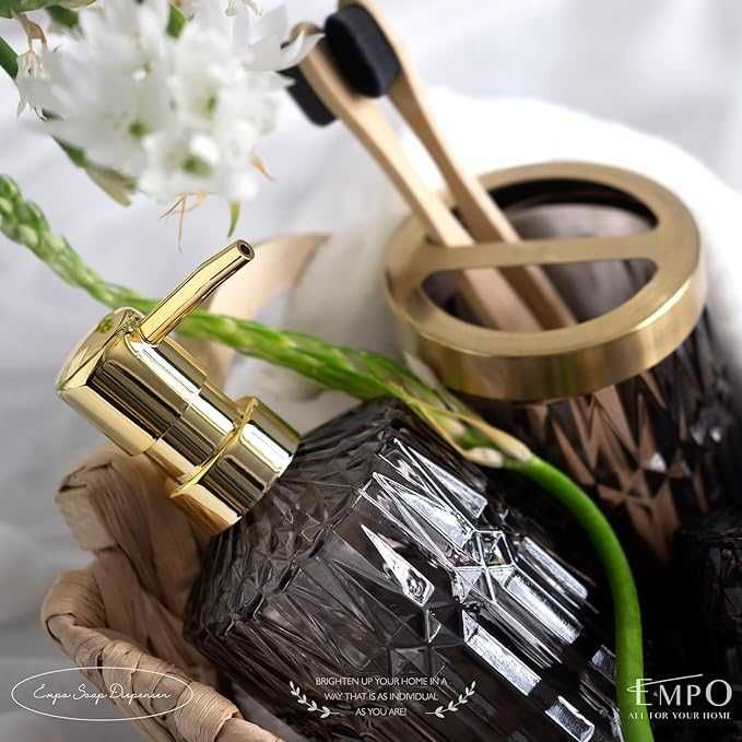 Luksusowy zestaw łazienkowy EMPO 5-częściowy, szkło hartowane