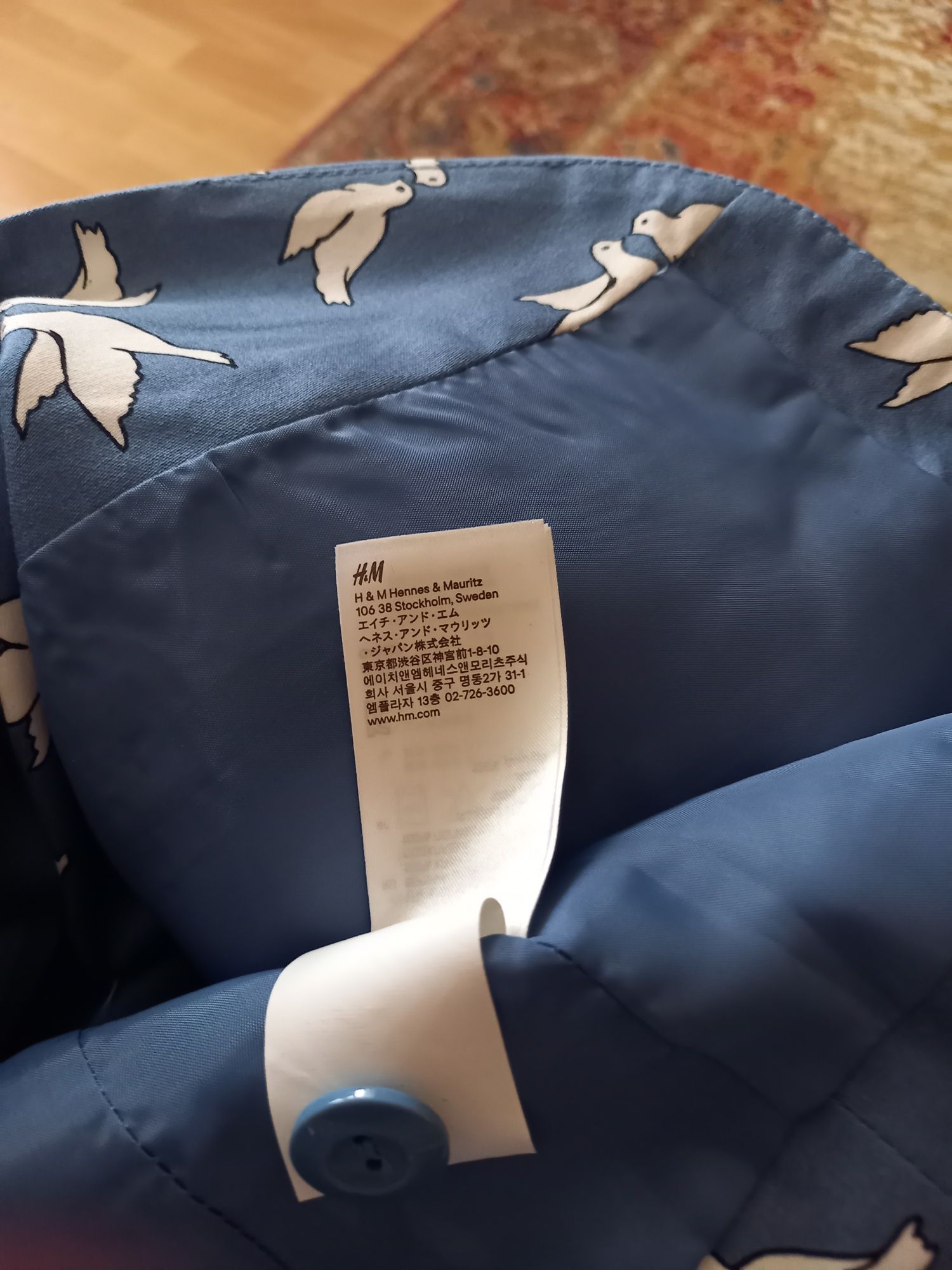 Śliczna  niebieska w białe mewy marynarka rozmiar 34 H&M