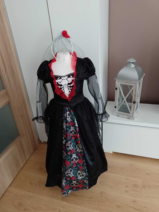 Strój karnawałowy WRÓŻKA CZAROWNICA WIEDŹMA suknia na kole 128/140 (9)