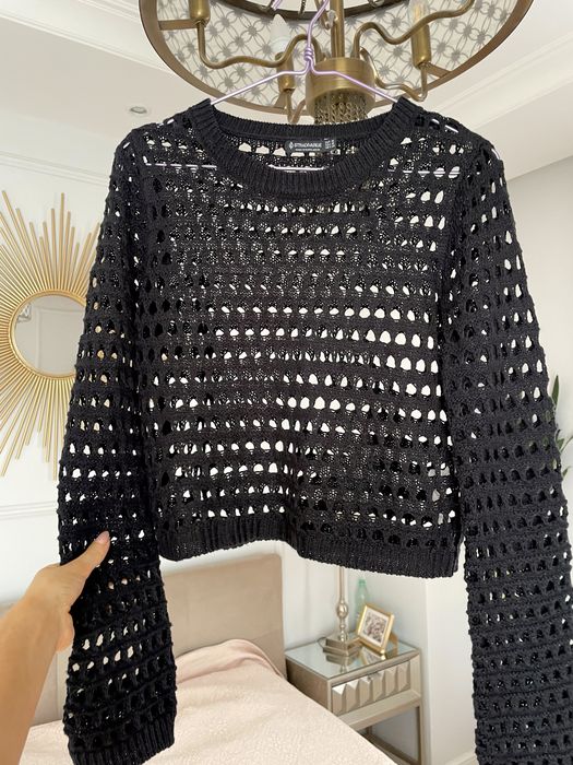 Stradivarius ażurowy top siatka siateczka bluzka mesh dzianinowy