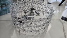 Lampa żyrandol abażur klosz kryształ chrom kwiaty