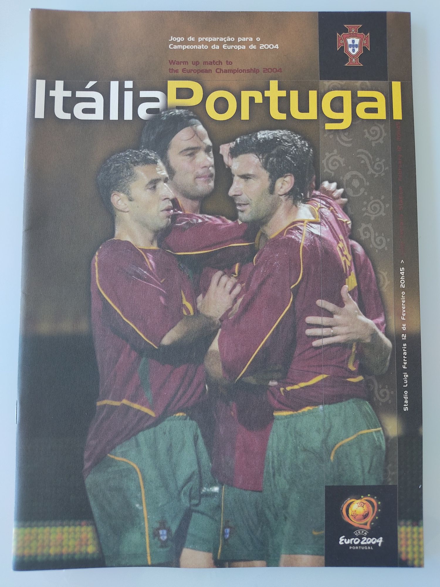 Programa da fpf para o jogo Itália Portugal 2003