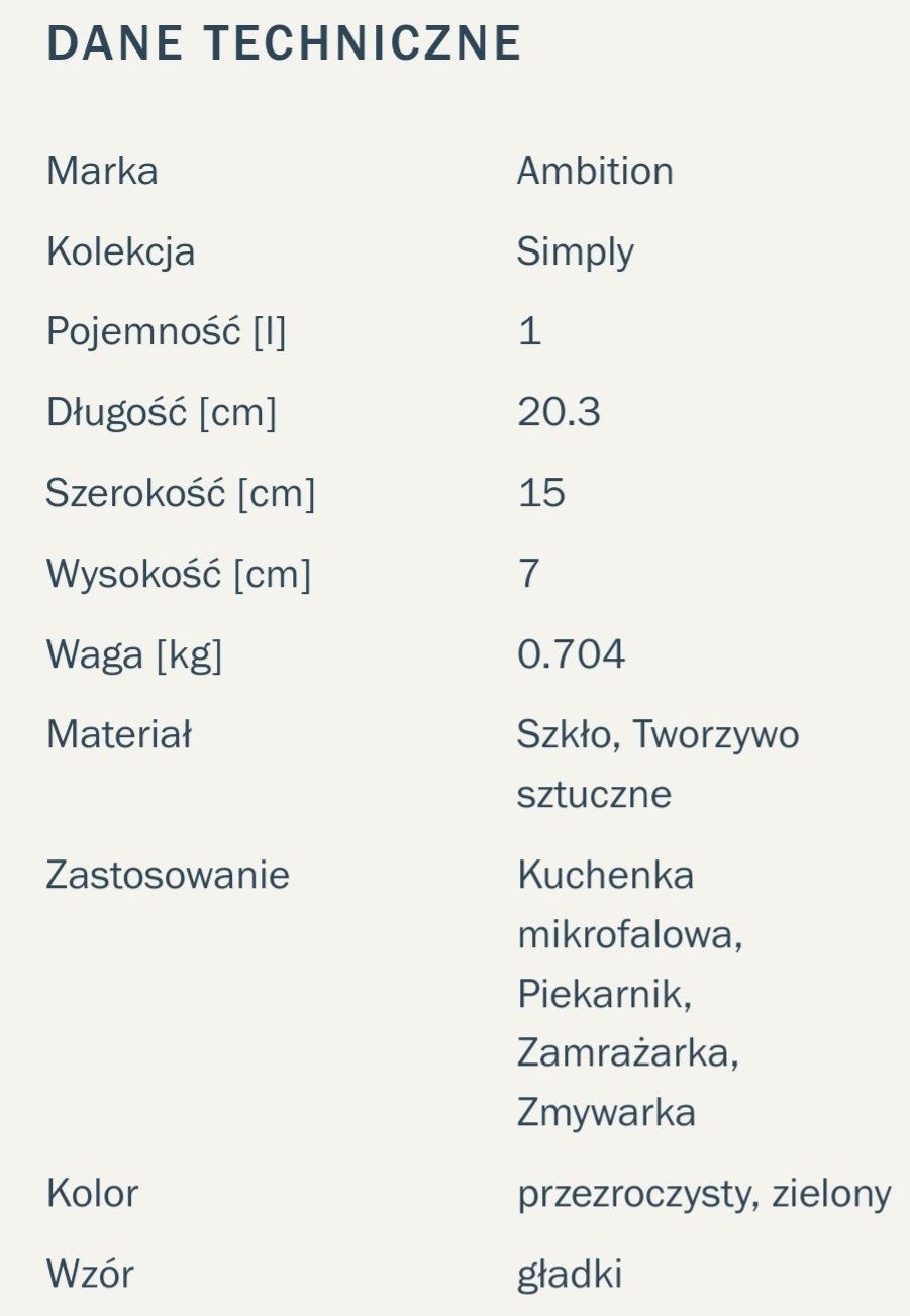 Pojemnik szklany z pokrywką 1000 ml SIMPLY AMBITION