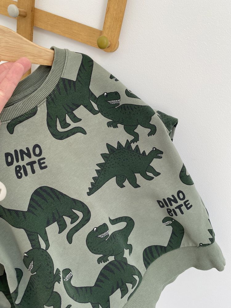 Bluza lindex 92 zielona w dinozaury