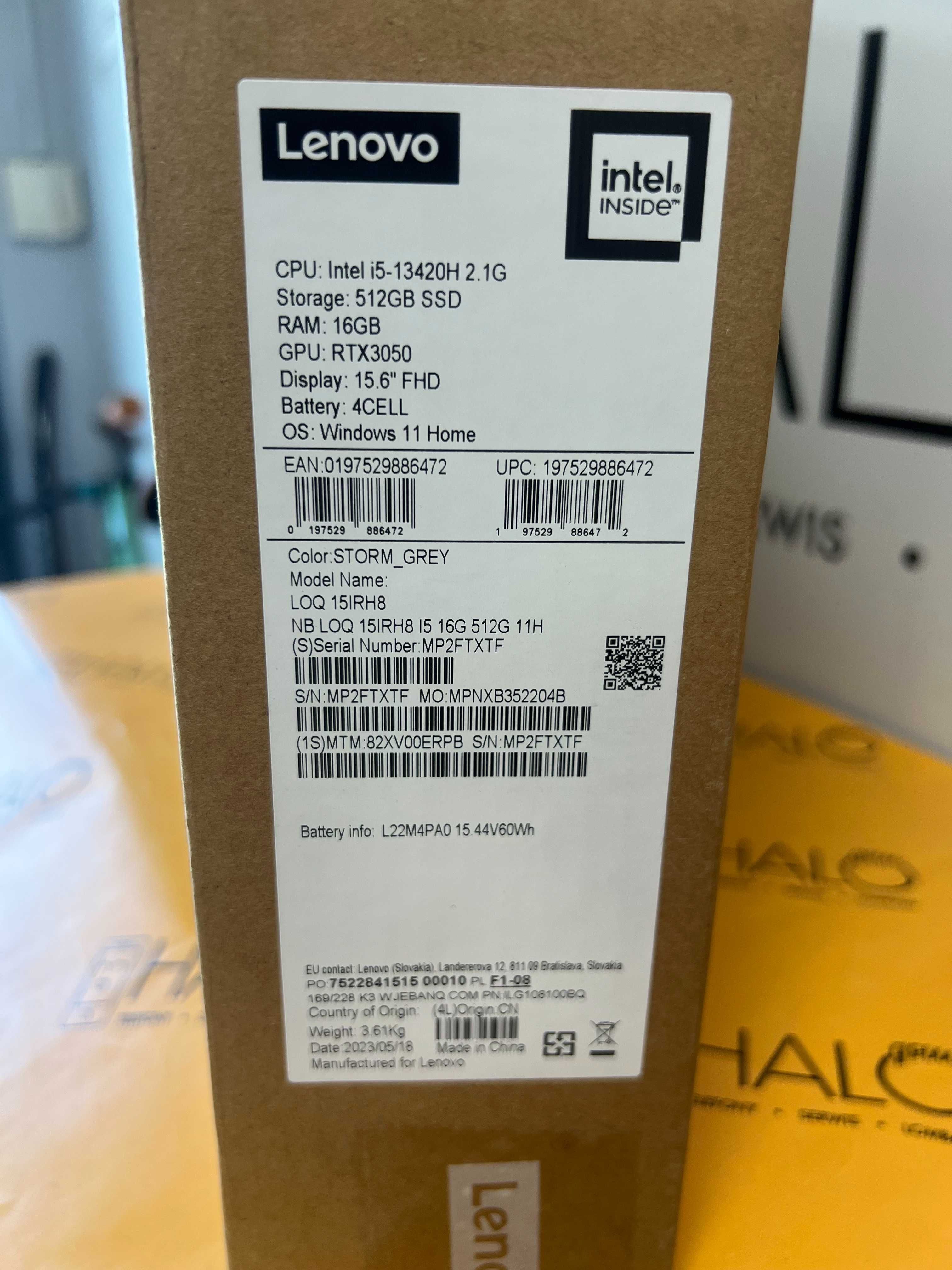 Laptop Lenovo LOQ 15IRH8 i5/16GB/RTX 3050/512GB od Lombard HaloGSM