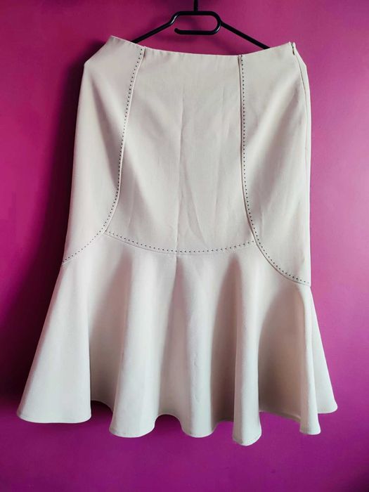 Elegancka Kremowa Spódnica Midi Styl Syrenkowy Baby Yellow M