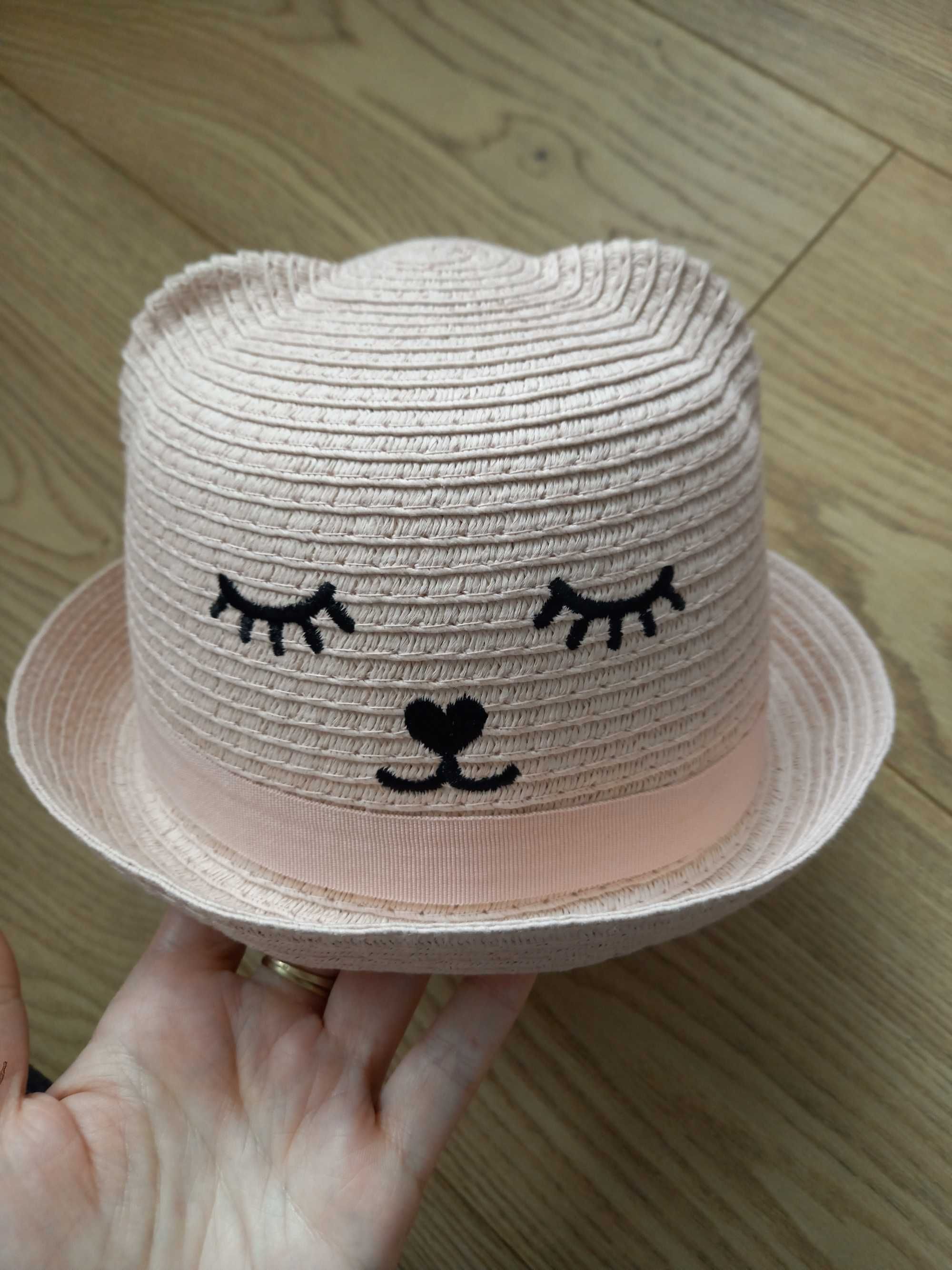 Nowy kapelusz slomiany h&m 92 uszka oczka kotek