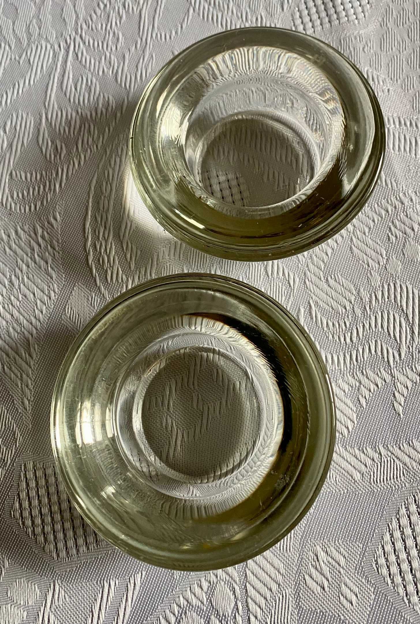 Para szklanych świeczników vintage na tealighty