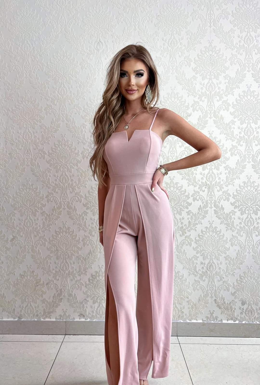 Kombinezon różowy pastelowy vera pretty Women elegancki 38,40 damski