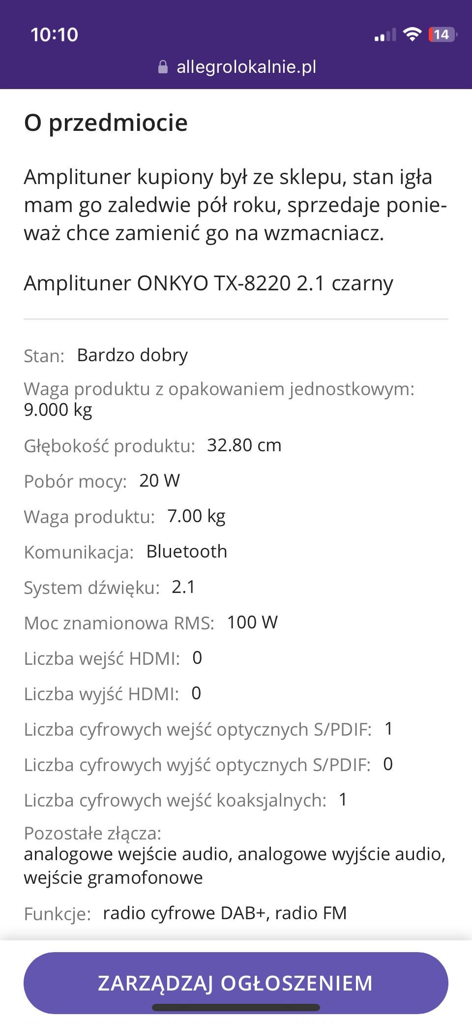 Amplituner onkyo tx-8220