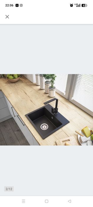 Zlewozmywak granitowy Milo jednokomorowy Plus bateria