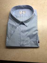 Koszula męska krótki rękaw Tommy Hilfiger błękitna XL