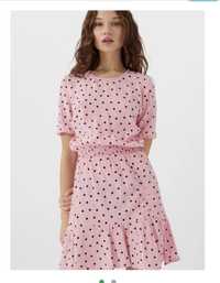 Платье в горошек розовое stradivarius