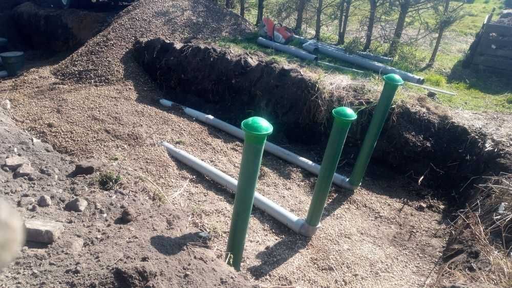 Montaż oczyszczalni,zbiornik bez/odpływowy,drenaż,przyłącza,kanaliza