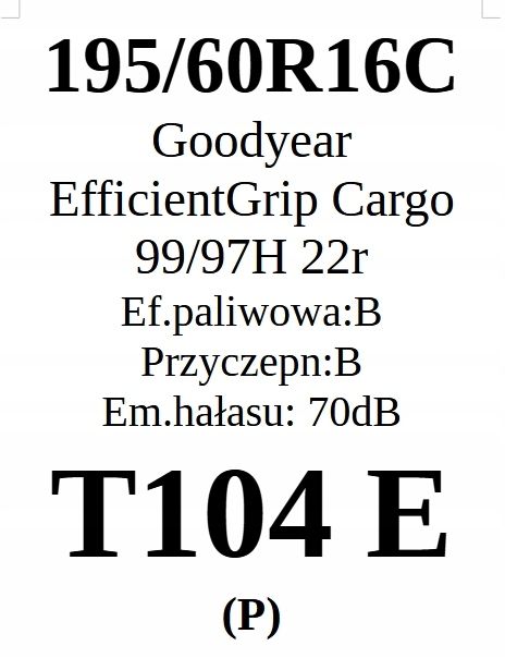 Opony 195/60/16c Goodyear 3 Lata Gwar. 2szt. L