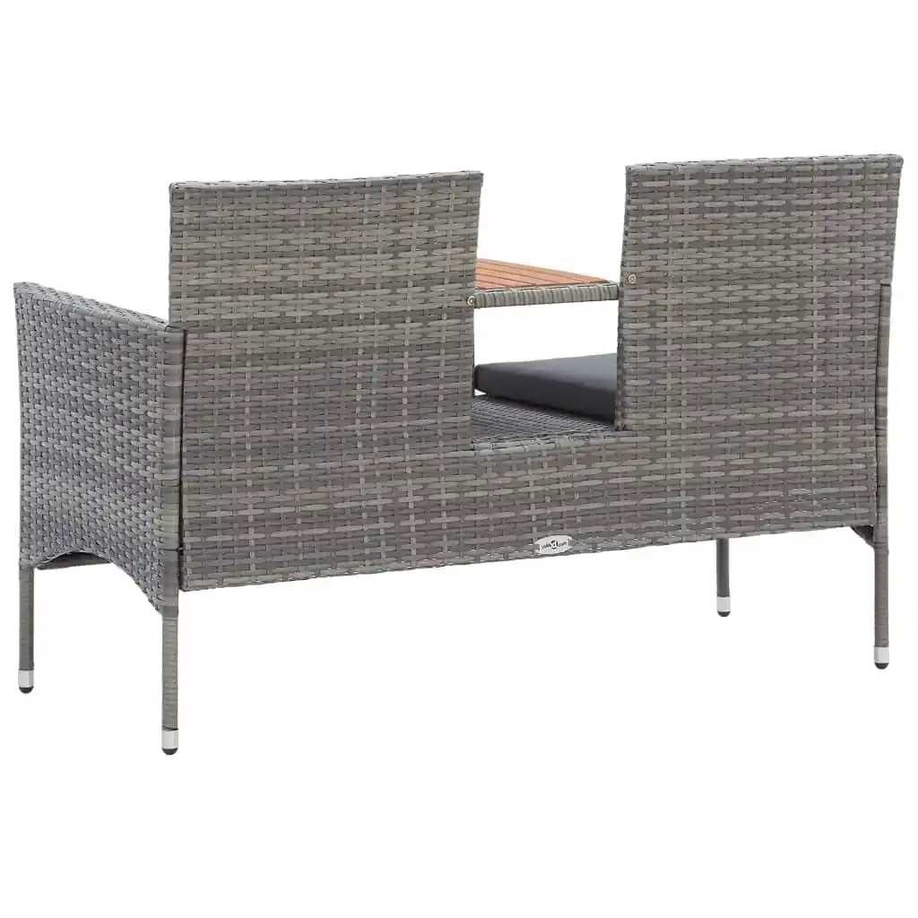 Banco De Jardim 2 Lugares Com Mesa Centro Vime