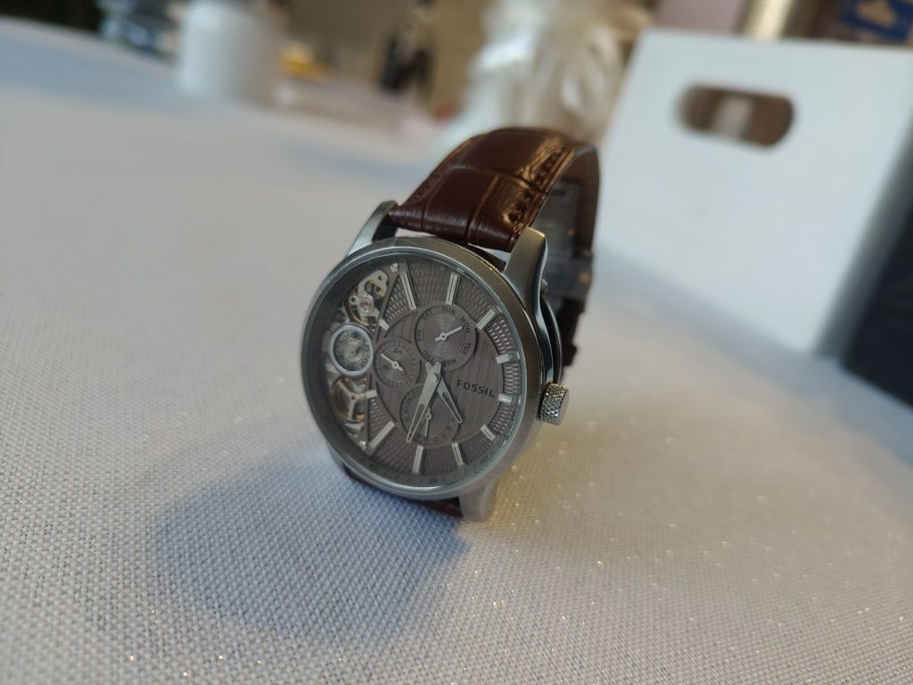 Zegarek męski Fossil ME1098 twist brown automatic brązowy