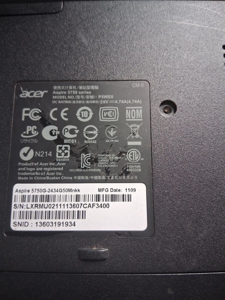 Laptop acer 5750g
