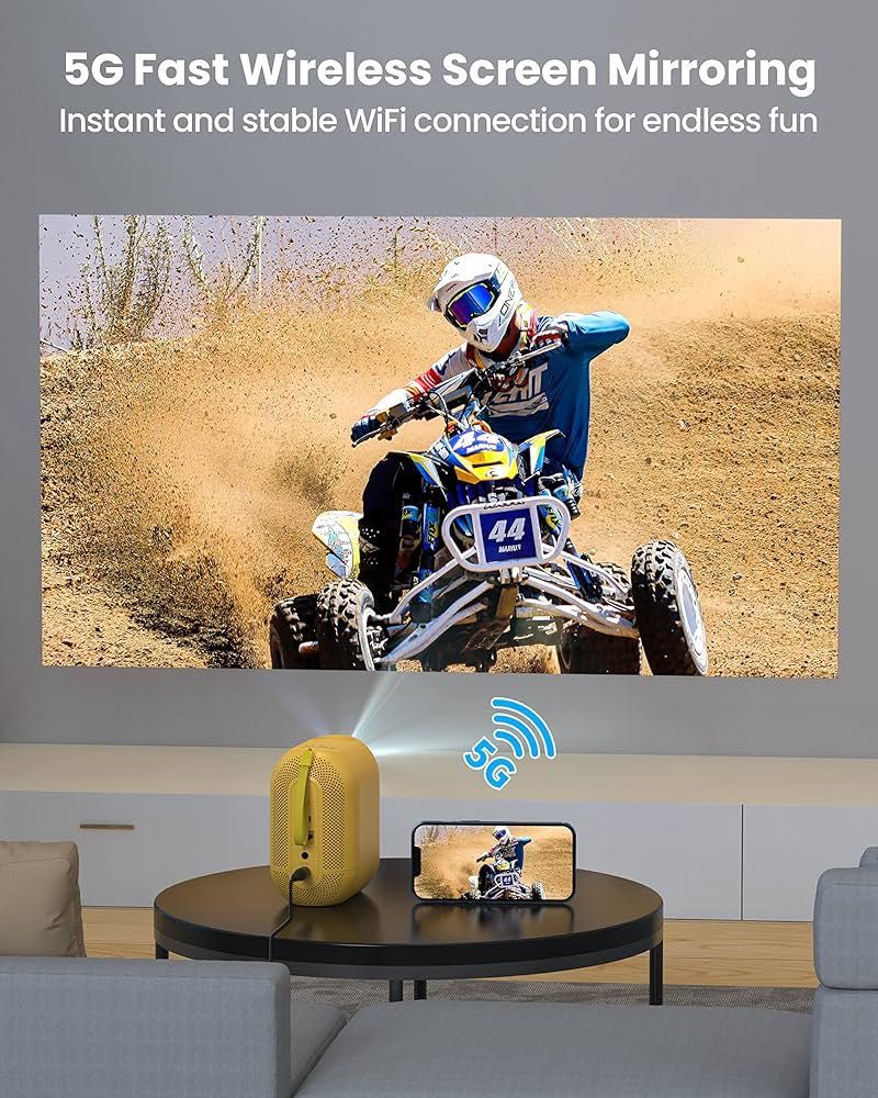 Projektor LED WiFi, Bluetooth, kompatybilny z iOS/Android/USB/HDMI