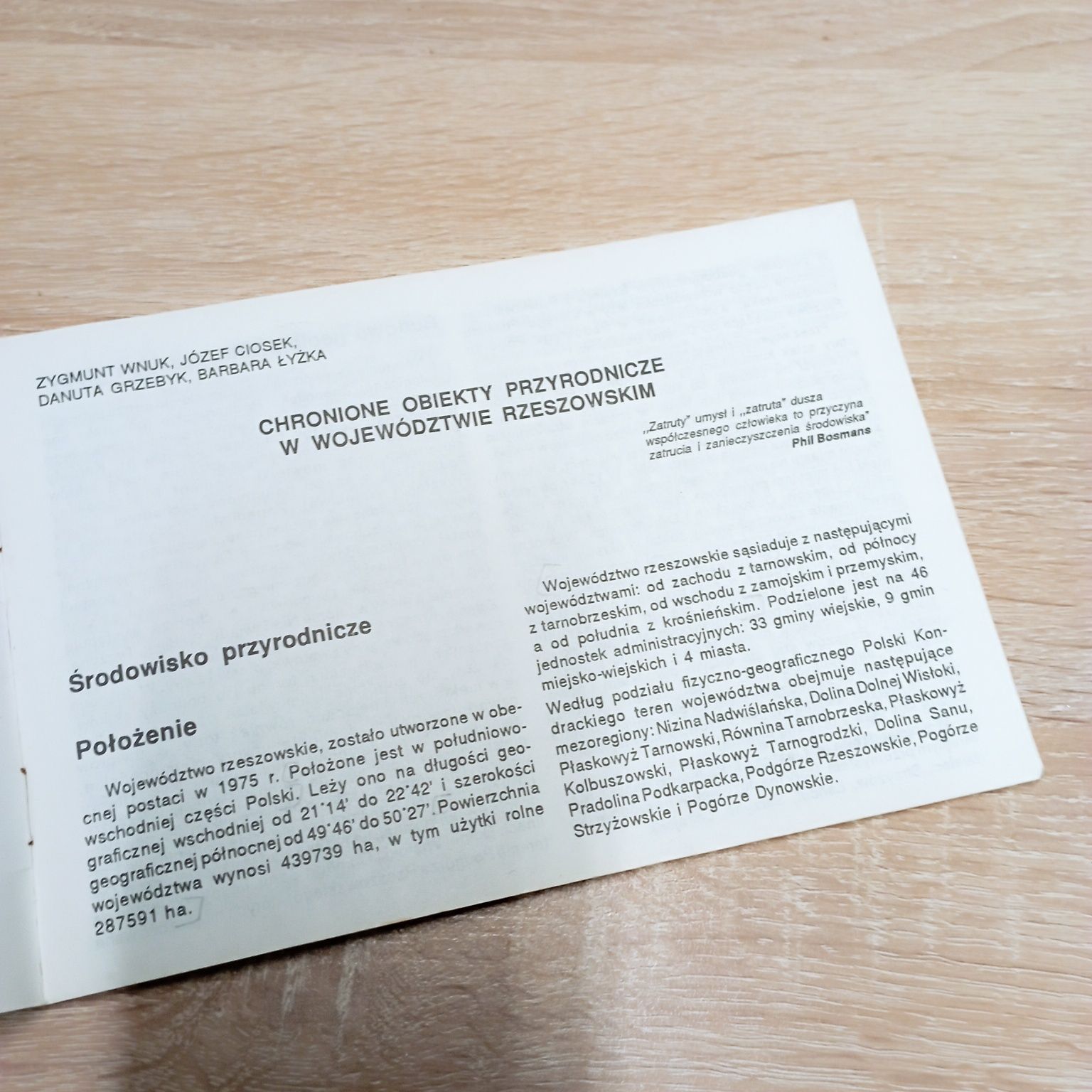 Chronione obiekty przyrodnicze w woj. rzeszowskim, Zygmunt Wnuk, 1992