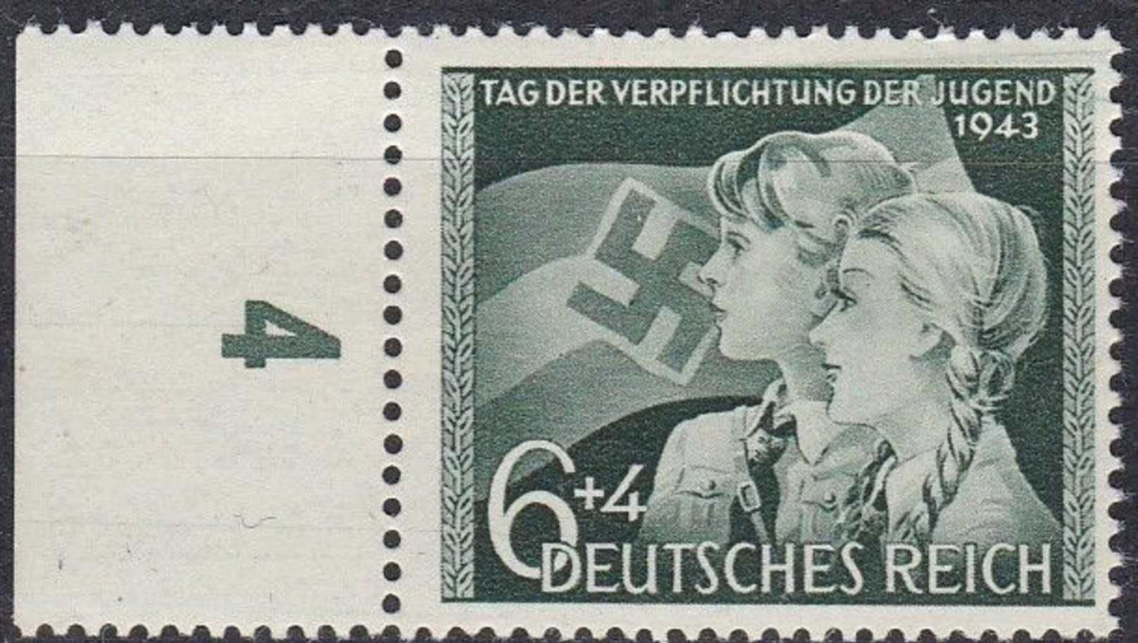 Selos Alemanha Nazi 1933/45-Juventude Hitleriana 1943 c/ Suástica Novo