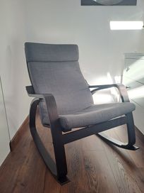 Fotel bujany IKEA krzesło bujane Poang czarnybrąz z poduszką