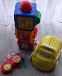 Zestaw Fisher-Price kostki sensoryczne/Clementoni wieża z autek/autko