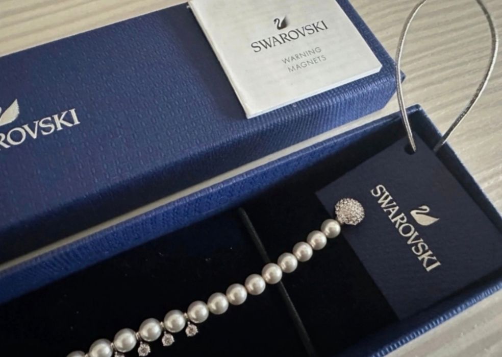 piękna nowa bransoletka Swarovski z perłami