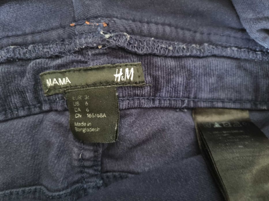 Spodnie ciążowe H&M granatowe sztruksowe rozm 36