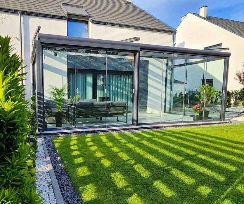 Ogród zimowy SZKLANY Zabudowa tarasu 506x300 Cena z Montażem