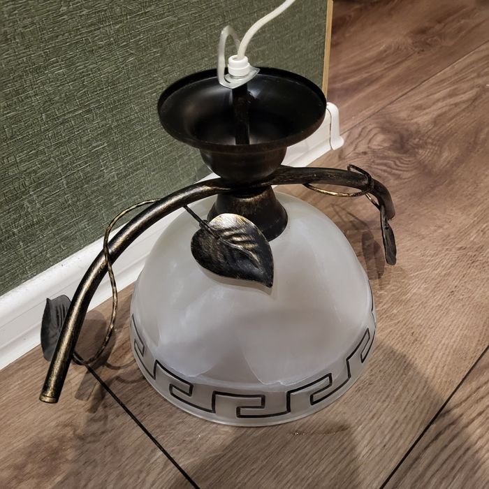 Żyrandol szklany metalowy