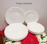 Conjunto 14 pratos brancos