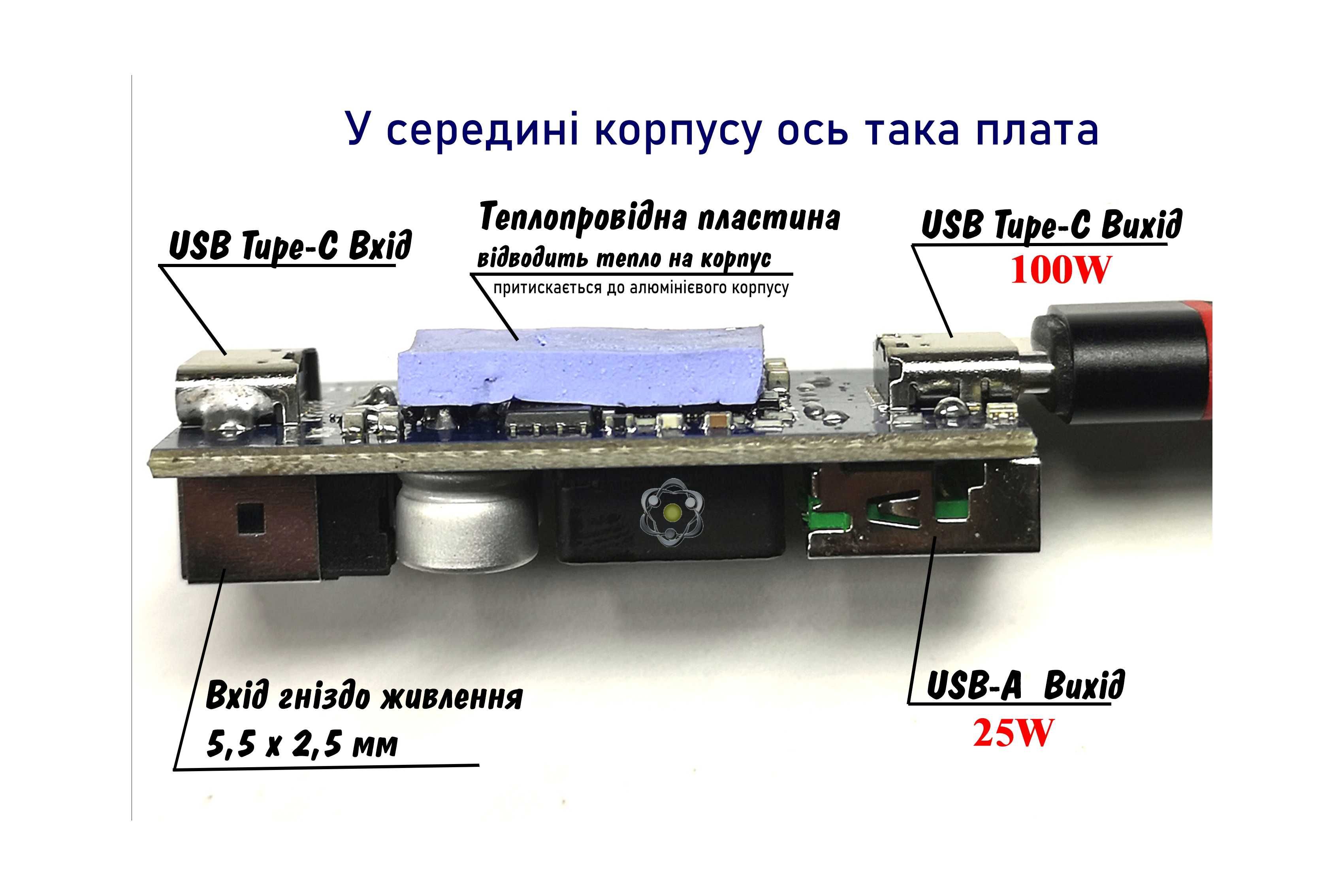 100W зарядний модуль з швидкою зарядкою PD3.0, QC4, superVOOC