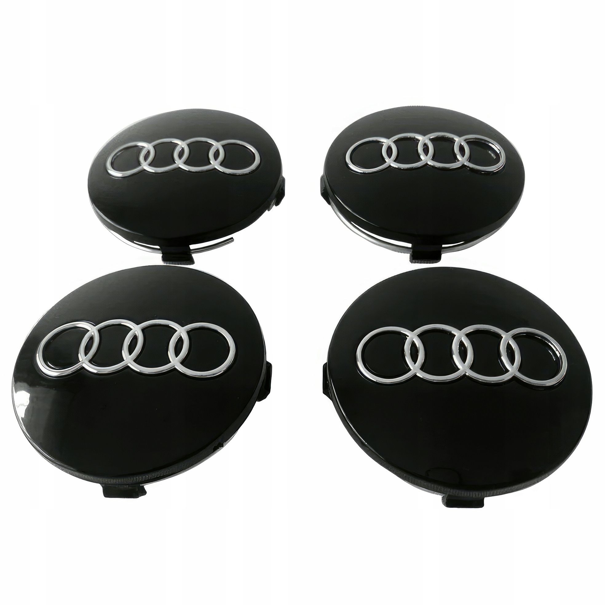 4x NOWE Dekielki AUDI 60 mm zaślepki do felg komplet - CZARNE 4 SZT