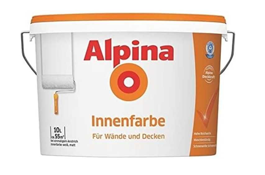 Alpina Innenfarbe, інтер'єрна універсальна матова біла фарба.
