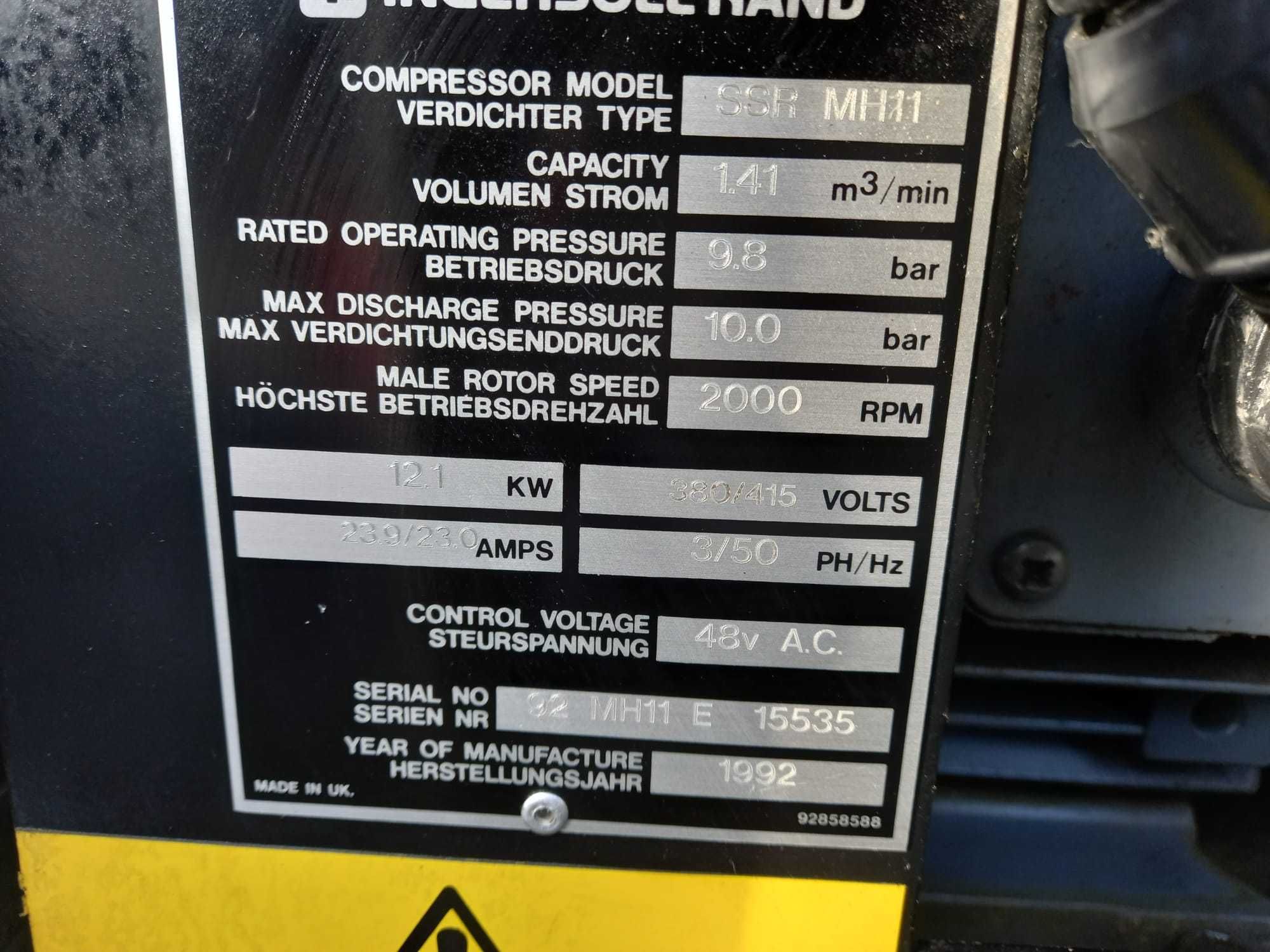 Ingersoll Rand SSR MH11 1400 lm 10bar 11kw. Kompresor śrubowy