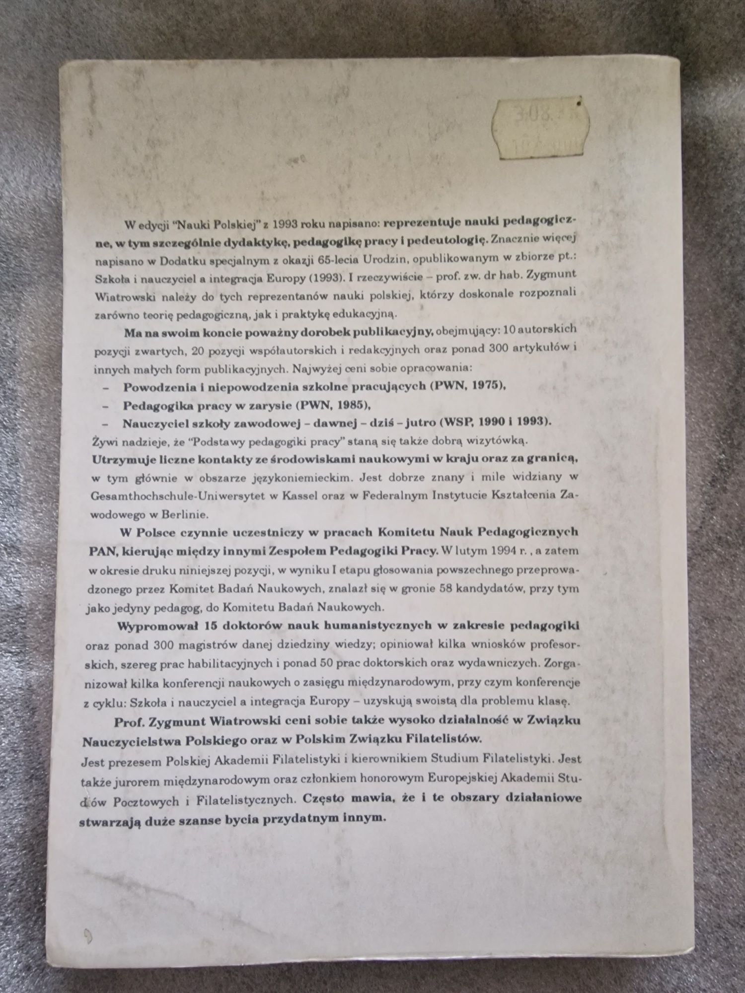 Podstawy pedagogiki pracy Zygmunt Wiatrowski