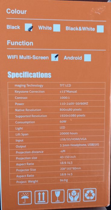 Проектор LED Owlenz wifi multi-screen