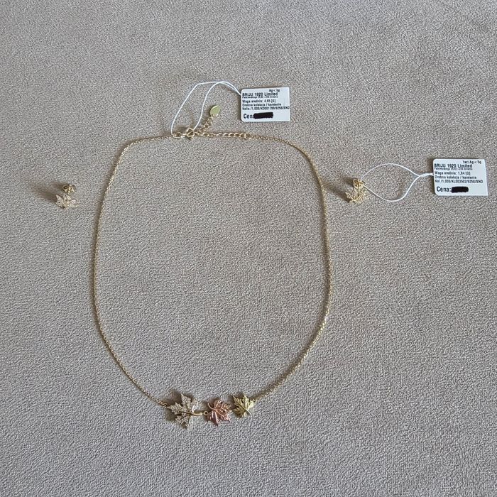 Łańcuszek BRIJU - żółte srebro o próbie 925 i cyrkonie - nowy