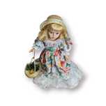 Boneca Decorativa Porcelana Vestido Floral – 21 cm